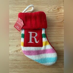 Wondershop Multicolor Knit Mini Stocking with Initial R(‘24 season) + green